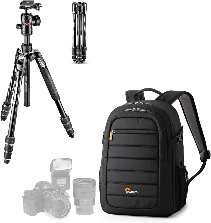 Manfrotto ▫️ Kit de Viagem : Tripé + Mochila, Tripé de Viagem em Alumínio, Kit Twist ALU + Tahoe BP150