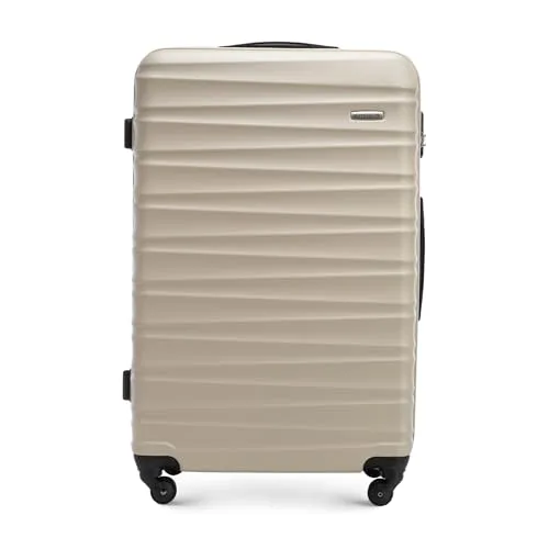 WITTCHEN ▫️ Mala grande com rodas, em ABS rígido, para despachar, com 4 rodas giratórias, fechadura com combinação e pega telescópica, linha Groove, cor bege, compatível com Ryanair/Vueling/Iberia/easyJet/Iberia Express 2