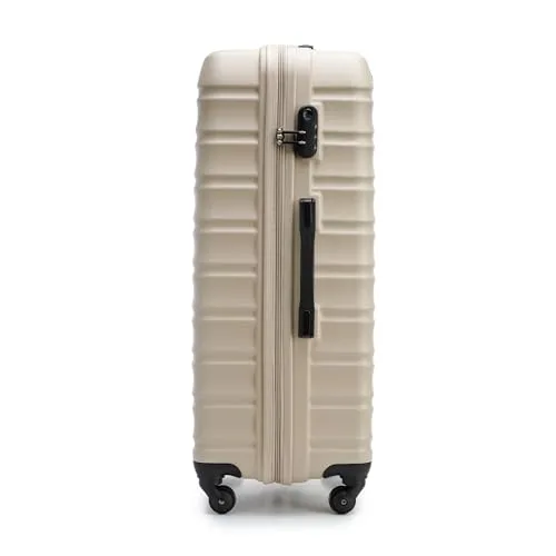 WITTCHEN ▫️ Mala grande com rodas, em ABS rígido, para despachar, com 4 rodas giratórias, fechadura com combinação e pega telescópica, linha Groove, cor bege, compatível com Ryanair/Vueling/Iberia/easyJet/Iberia Express 3