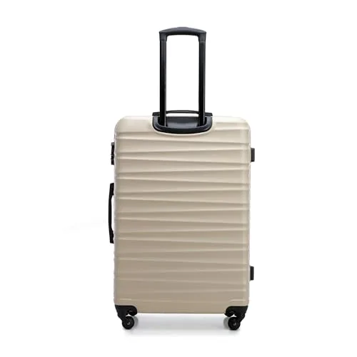 WITTCHEN ▫️ Mala grande com rodas, em ABS rígido, para despachar, com 4 rodas giratórias, fechadura com combinação e pega telescópica, linha Groove, cor bege, compatível com Ryanair/Vueling/Iberia/easyJet/Iberia Express 4