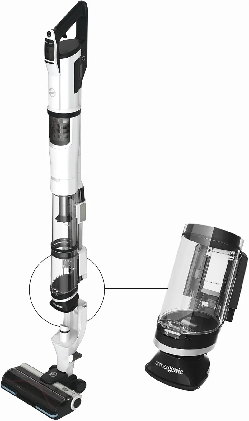 Hoover ▫️ Aspirador de vassoura sem fio potente com Corner Genie ™ para limpar todos os cantos e fendas, escova anti-emaranhado, luzes LED, 2 baterias [HFX].