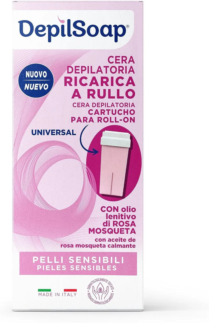 DEPILSOAP ▫️ Recarga de cera depilatória eléctrica - Cera para peles sensíveis - Nova fórmula em gel enriquecida com rosa mosqueta e manteiga de karité - Universal