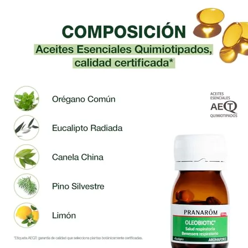 PRANAROM ▫️ Aromaforce Oleobiotic - Saúde das vias respiratórias - Óleos essenciais 100% puros e integrais - 15 cápsulas 4