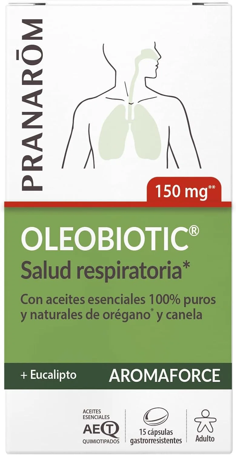 PRANAROM ▫️ Aromaforce Oleobiotic - Saúde das vias respiratórias - Óleos essenciais 100% puros e integrais - 15 cápsulas