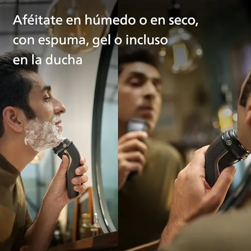 PHILIPS ▫️ Série 3000 Máquina de barbear elétrica para homem, máquina de barbear com aparador de barba, 27 lâminas, cuida da pele, 60 min de autonomia, Para uso a seco e molhado, recarregável, estojo, base de carregamento, S3342/13, preto 5
