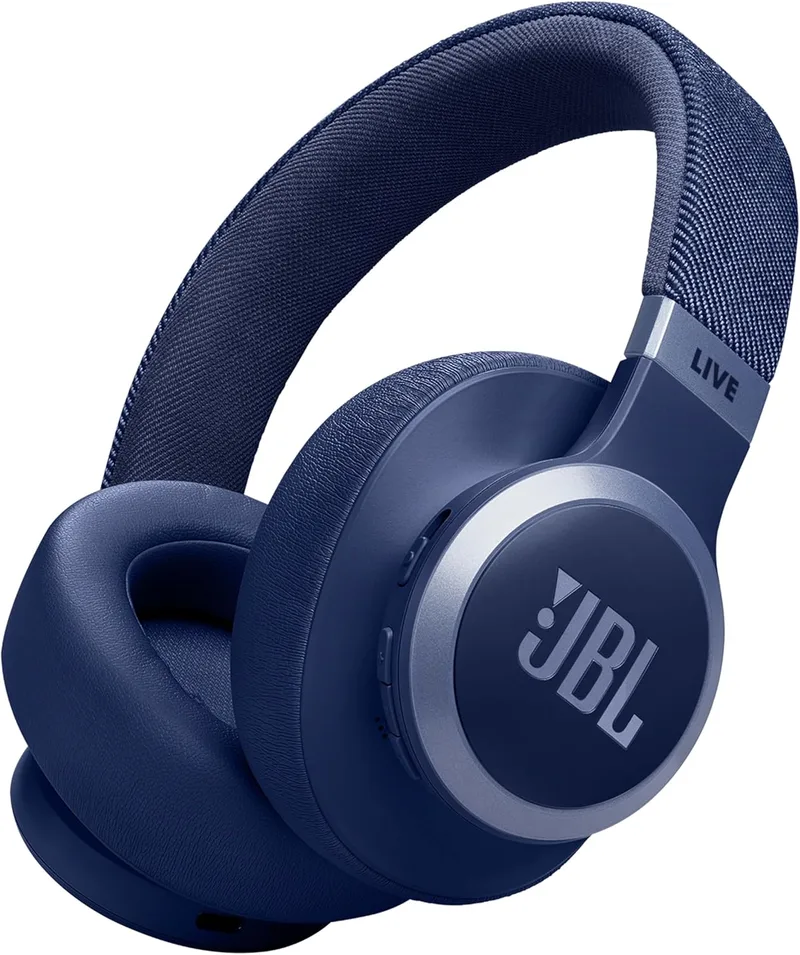 JBL ▫️ Auscultadores sem fios circumaurais Live 770 NC com tecnologia Bluetooth e cancelamento de ruído adaptável, até 65 horas de reprodução, azul