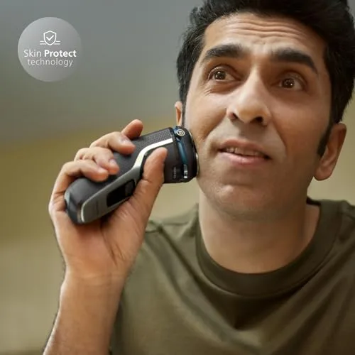 PHILIPS ▫️ Série 3000 Máquina de barbear elétrica para homem, máquina de barbear com aparador de barba, 27 lâminas, cuida da pele, 60 min de autonomia, para uso a seco e molhado, recarregável, estojo, S3241/12, cinzento 2