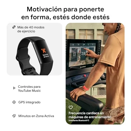Fitbit ▫️ Google Charge 6 - Pulseira de atividade com 3 meses de subscrição do serviço Google Health Premium incluídos, 7 dias de autonomia da bateria, Google Wallet e Maps, Obsidiana/Alumínio Preto 4
