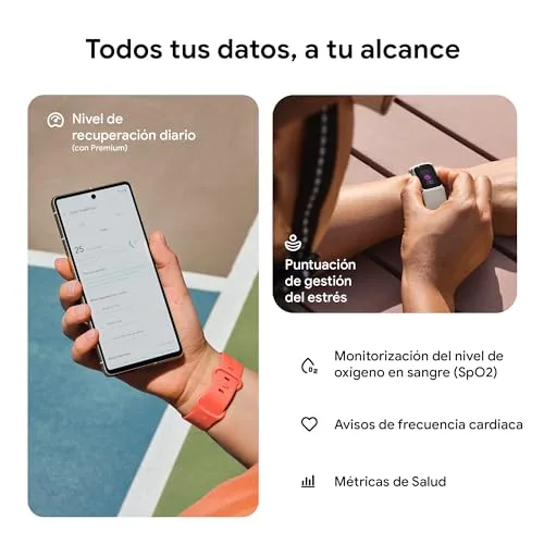 Fitbit ▫️ Google Charge 6 - Pulseira de atividade com 3 meses de subscrição do serviço Google Health Premium incluídos, 7 dias de autonomia da bateria, Google Wallet e Maps, Obsidiana/Alumínio Preto 6