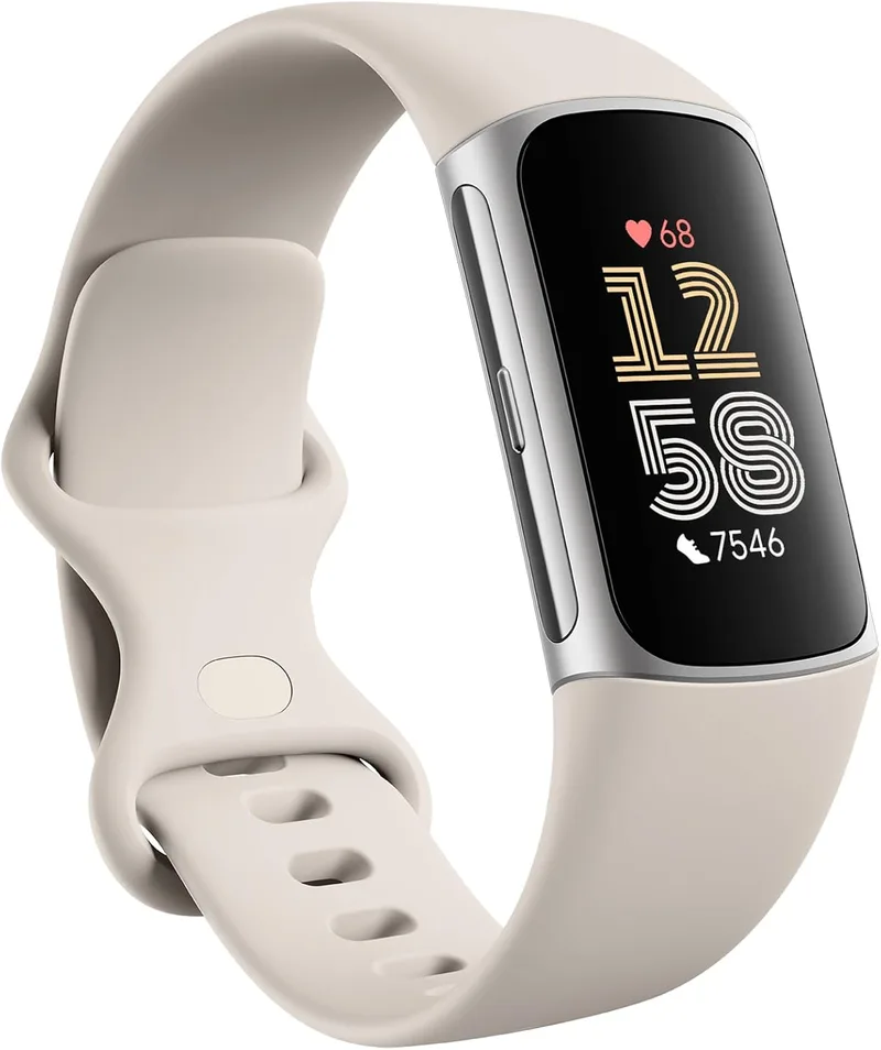 Fitbit ▫️ Google Charge 6 - Pulseira de atividade com 3 meses de assinatura do serviço Google Health Premium incluídos, 7 dias de autonomia da bateria, Google Wallet e Maps, Porcelana/Alumínio Prateado