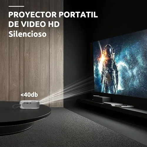 Strong ▫️ Mini-projetor de vídeo N1 - Resolução HD 720p, compatível com Full HD 1080p - 120 lúmenes ANSI - Distância de projeção de 0,9 a 6,2 m - Conectividade HDMI/USB/AV + saída de áudio - Branco 5