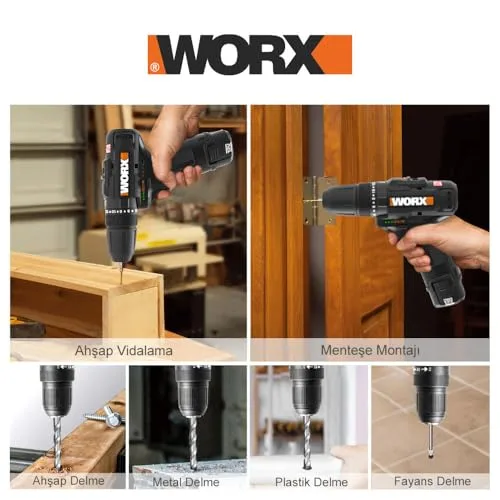 WORX ▫️ WX121 Berbequim de percussão 12 V sem escovas, 40 Nm, 3 em 1, com 2 baterias 4