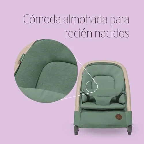 Maxi-Cosi ▫️ Kori Espreguiçadeira para bebé 2 em 1 com arco de brinquedos, 0-2 anos, máx. 15 kg, baloiço para bebé, 3 posições de reclinação com uma só mão, leve e compacta, arnês Easy-in, Eco Care, Beyond Green 3