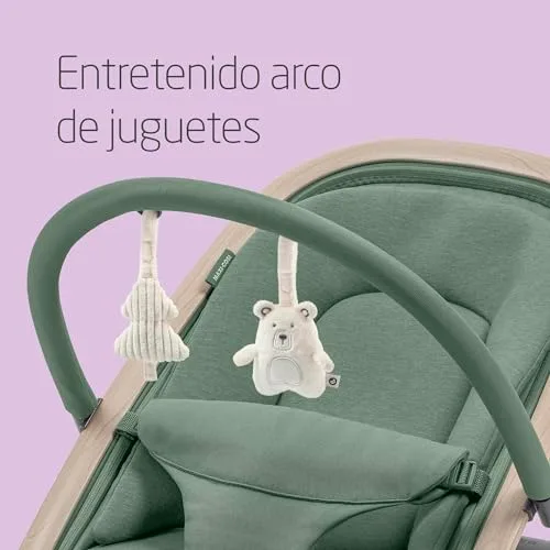 Maxi-Cosi ▫️ Kori Espreguiçadeira para bebé 2 em 1 com arco de brinquedos, 0-2 anos, máx. 15 kg, baloiço para bebé, 3 posições de reclinação com uma só mão, leve e compacta, arnês Easy-in, Eco Care, Beyond Green 5