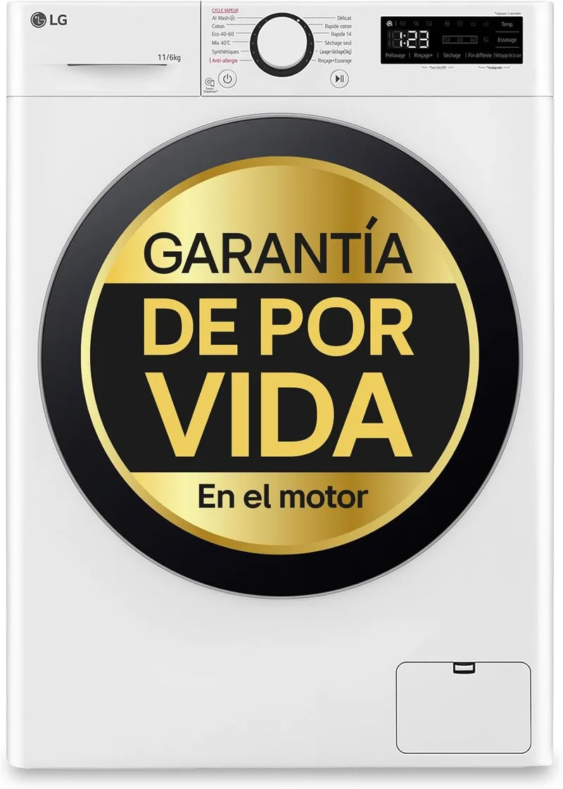 LG ▫️ F4DR6011AGW - Máquina de Lavar Roupa Inteligente, 11/6kg, AI Diret Drive, 1400rpm, Carregamento Frontal, TurboWash 360°, Vapor, Série 600, Branco