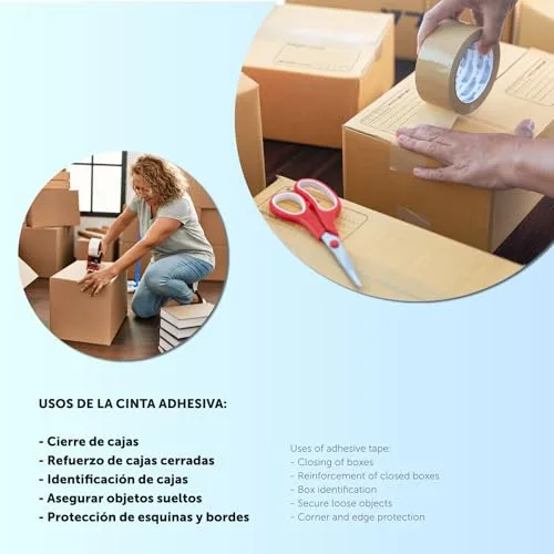 m-office ▫️ Fita Adesiva, Fita Adesiva Castanha para Embalagem, Rolo de Fita para Embalagem de Caixas, Envios, Mudanças e Trabalhos Manuais, Selo de Segurança Resistente, Fita Adesiva (36 unidades, 36 mm x 66 m) 5