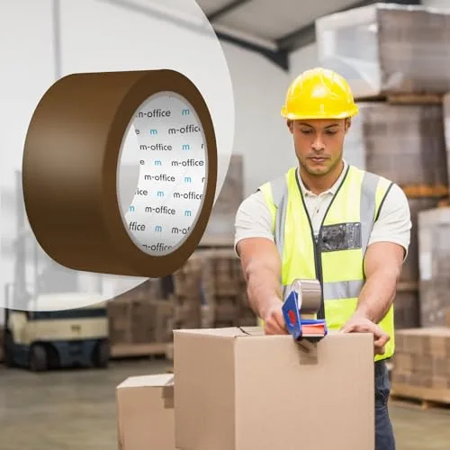 m-office ▫️ Fita Adesiva, Fita Adesiva Castanha para Embalagem, Rolo de Fita para Embalagem de Caixas, Envios, Mudanças e Trabalhos Manuais, Selo de Segurança Resistente, Fita Adesiva (36 unidades, 36 mm x 66 m) 7