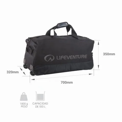 Lifeventure ▫️ Mala de viagem Expedition Duffle com rodas resistentes | 100 litros de capacidade, com pega telescópica e base rígida 2
