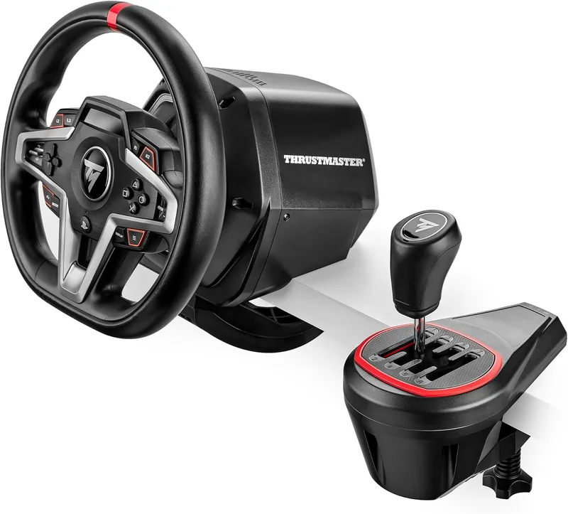 Thrustmaster ▫️ T128, volante Force Feedback com pedais magnéticos, PlayStation 5, PlayStation 4, PC + alavanca de velocidades TH8S