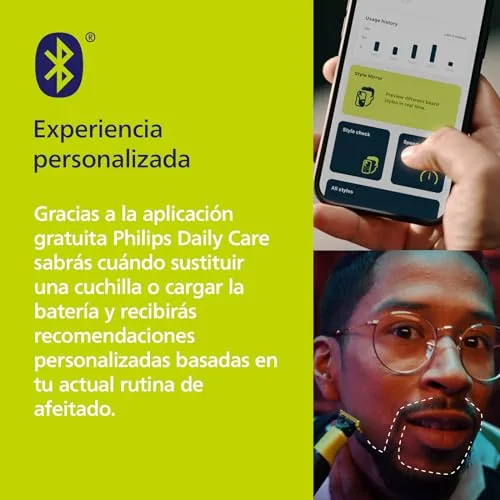 PHILIPS ▫️ OneBlade 360 com Bluetooth, aparador de barba e corpo, máquina de barbear elétrica para homem, depilação masculina, 2 lâminas, 5 comprimentos, 60 minutos de utilização com 1 hora de carregamento, QP4631/30 6