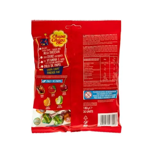 Chupa Chups ▫️ Mini, Caramelo com Pau, Sabores Variados, Saco de 30 unidades 2