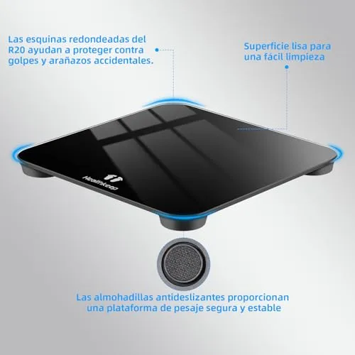 Healthkeep ▫️ Balança Digital de Casa de Banho, Balança de Peso Corporal de Alta Precisão, Máximo de 180 kg, com Tecnologia Step-On, Preta 5