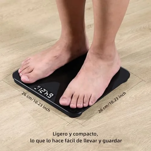 Healthkeep ▫️ Balança Digital de Casa de Banho, Balança de Peso Corporal de Alta Precisão, Máximo de 180 kg, com Tecnologia Step-On, Preta 7