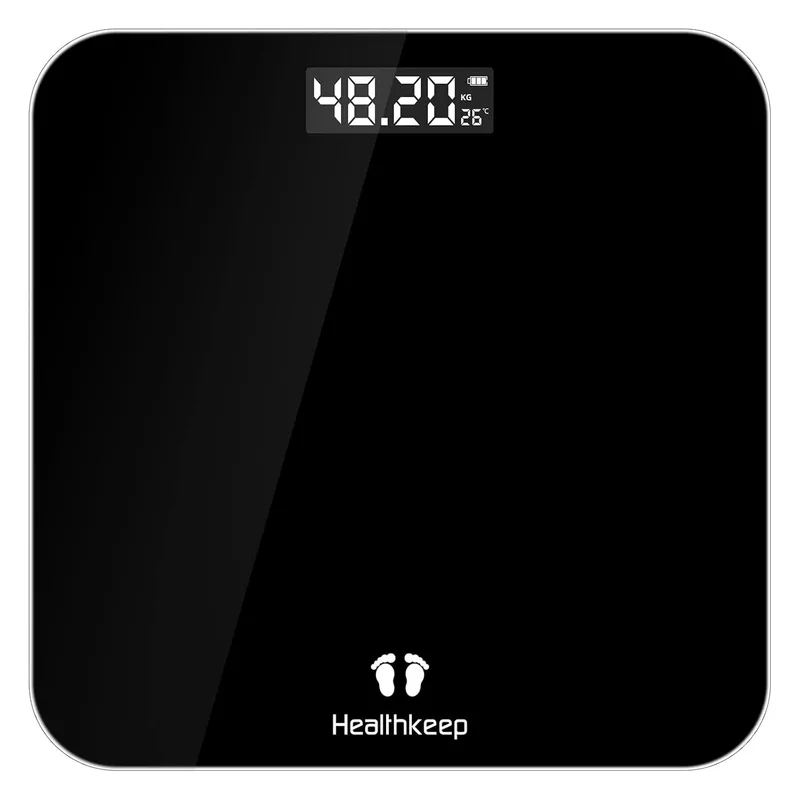 Healthkeep ▫️ Balança Digital de Casa de Banho, Balança de Peso Corporal de Alta Precisão, Máximo de 180 kg, com Tecnologia Step-On, Preta