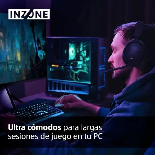 Sony ▫️ INZONE H5 - Auscultadores sem fios para jogos, som espacial 360º para jogos, ajuste confortável, 28 horas de autonomia da bateria, baixa latência, microfone compatível com IA, PC e PS5 4