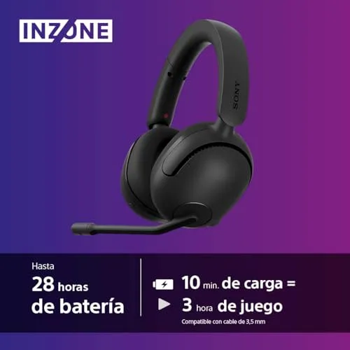 Sony ▫️ INZONE H5 - Auscultadores sem fios para jogos, som espacial 360º para jogos, ajuste confortável, 28 horas de autonomia da bateria, baixa latência, microfone compatível com IA, PC e PS5 5