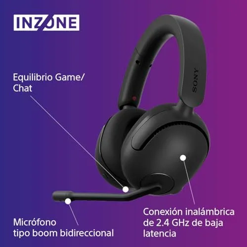 Sony ▫️ INZONE H5 - Auscultadores sem fios para jogos, som espacial 360º para jogos, ajuste confortável, 28 horas de autonomia da bateria, baixa latência, microfone compatível com IA, PC e PS5 6