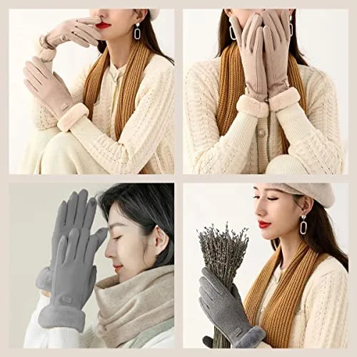SamHeng ▫️ Luvas térmicas para mulher no inverno, luvas táteis para mulher no inverno, luvas quentes com forro polar para condução, corrida, caminhadas, esqui, atividades ao ar livre e tempo frio 4