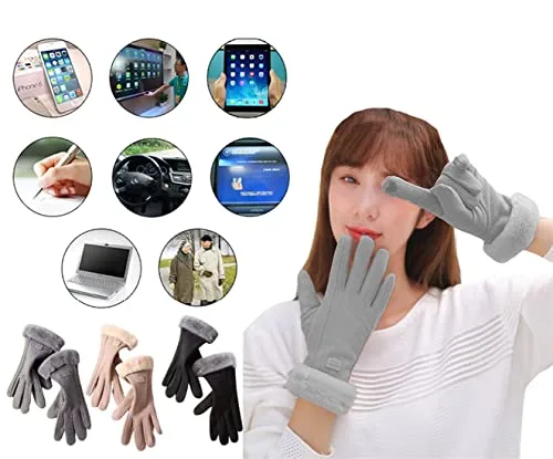 SamHeng ▫️ Luvas térmicas para mulher no inverno, luvas táteis para mulher no inverno, luvas quentes com forro polar para condução, corrida, caminhadas, esqui, atividades ao ar livre e tempo frio 5
