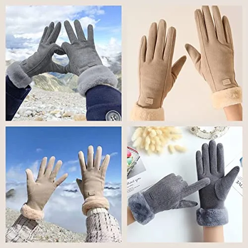 SamHeng ▫️ Luvas térmicas para mulher no inverno, luvas táteis para mulher no inverno, luvas quentes com forro polar para condução, corrida, caminhadas, esqui, atividades ao ar livre e tempo frio 6