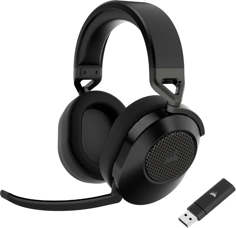 Corsair ▫️ Auscultadores para jogos multiplataforma sem fios HS65 com Bluetooth - Som envolvente Dolby 7.1 - Microfone omnidirecional - iCUE - PC, Mac, PS5, PS4, Nintendo Switch, telemóvel - Carbono