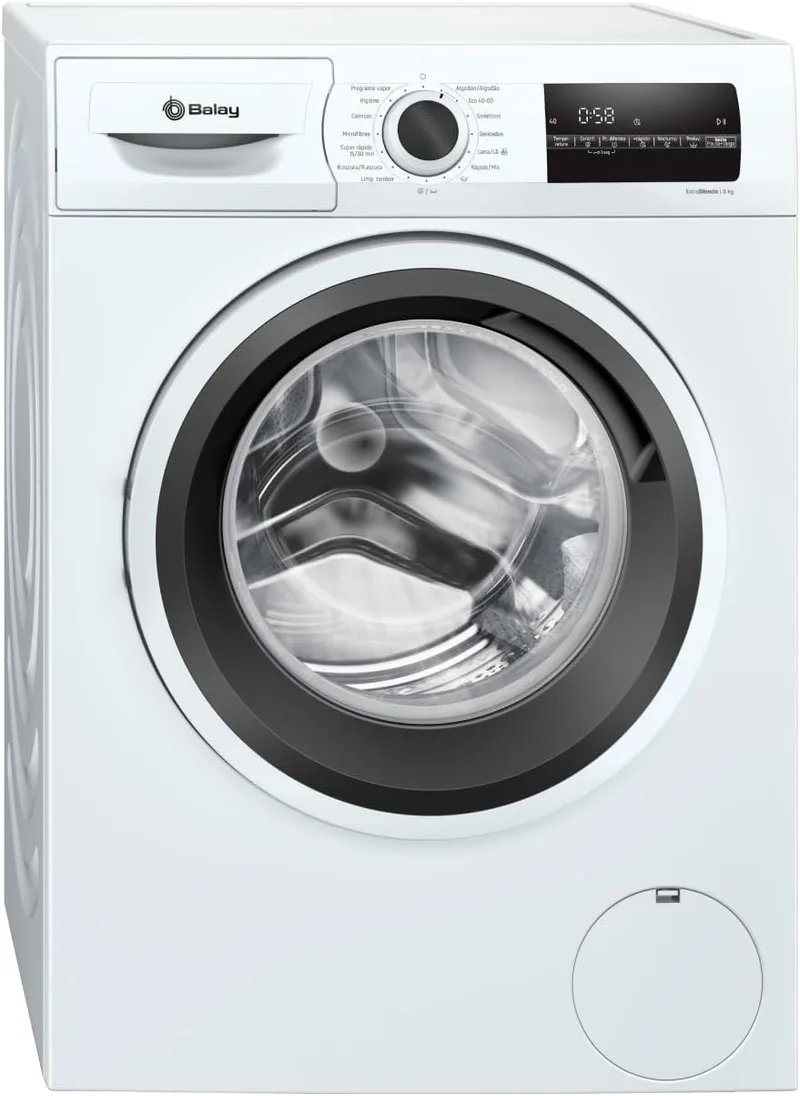 Balay ▫️ Máquina de lavar de instalação livre, 8 kg, tecnologia AquaControl Plus, programa «Plancha», função «Mais rápido», branca, 3TS282B