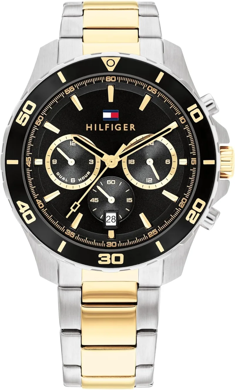 Tommy Hilfiger ▫️ Relógio analógico multifunções de quartzo para homem, com bracelete em aço inoxidável
