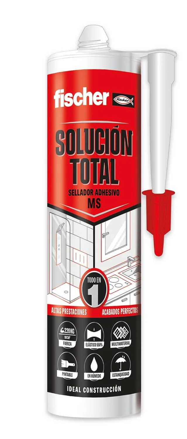 fischer ▫️ Solução Total Cristal 290 ml | Flexível e com baixa perda | Adesão duradoura em vários materiais | Utilização na construção e na indústria | Transparente, resistente à humidade e pintável