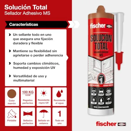 fischer ▫️ Solução Total Castanha 290 ml | Elevada elasticidade e aderência | Utilização no interior e no exterior | Pode ser pintada e resistente aos raios UV | Para a construção, a indústria automóvel e telhados 6