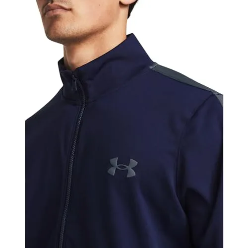 Under Armour ▫️ Fato de treino de malha para homem, Preto/Branco 3