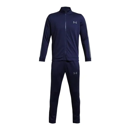 Under Armour ▫️ Fato de treino de malha para homem, Preto/Branco 5