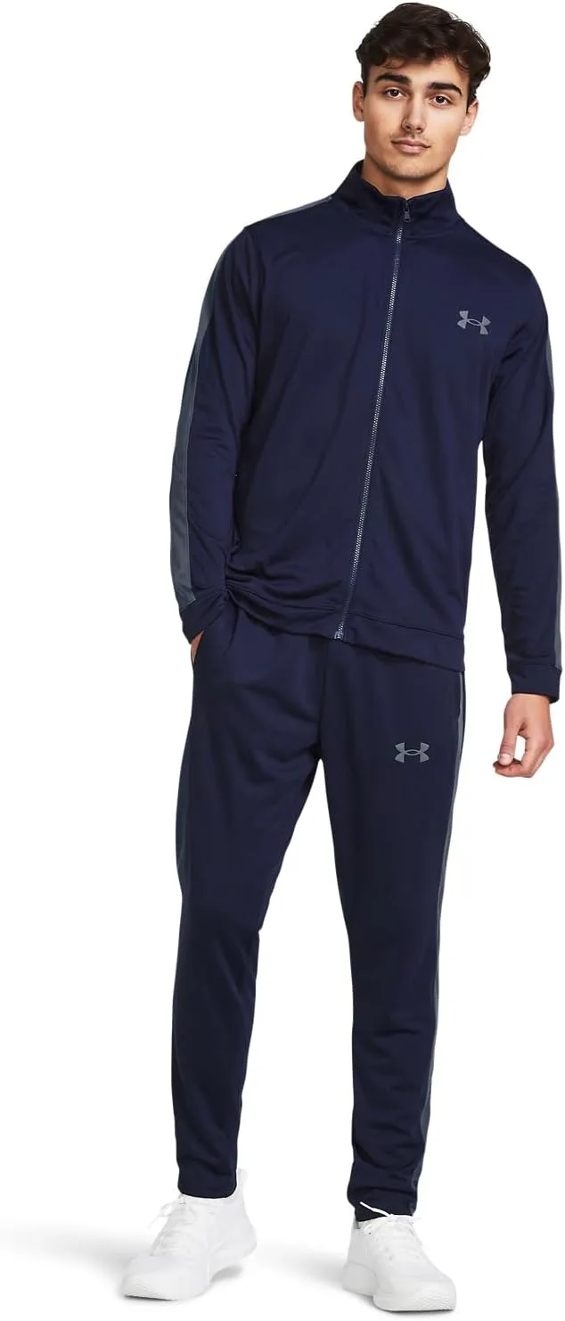 Under Armour ▫️ Fato de treino de malha para homem, Preto/Branco