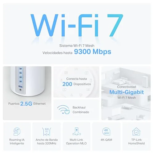 TP-Link ▫️ Deco BE65 (conjunto de 2) - Sistema Mesh Wi-Fi 7, BE9300 tri-banda, MLO 3