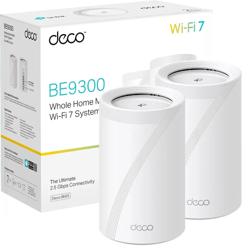 TP-Link ▫️ Deco BE65 (conjunto de 2) - Sistema Mesh Wi-Fi 7, BE9300 tri-banda, MLO