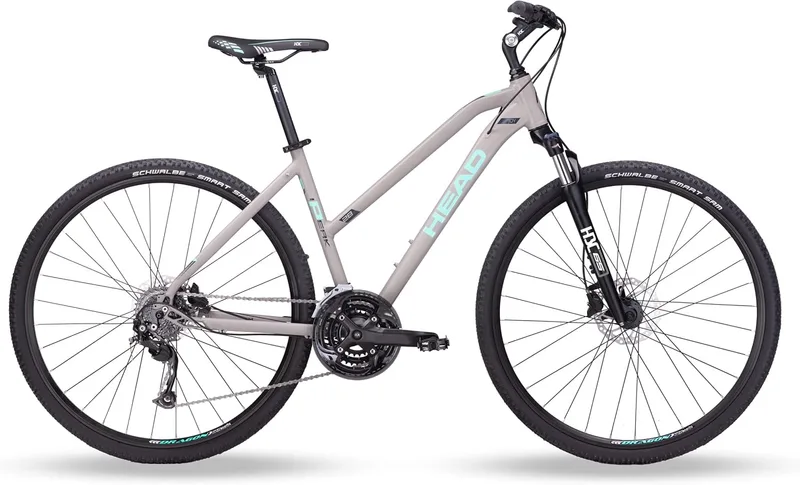HEAD ▫️ Bicicleta de cross I-Peak 2.0 Joy para mulher, cor cinzenta mate e menta, 54