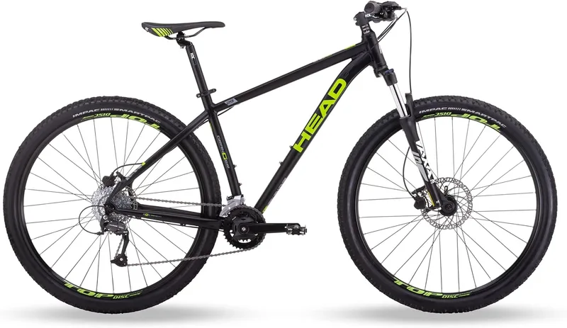 HEAD ▫️ Granger - Bicicleta de montanha unissexo para adultos, preto mate e verde, 42