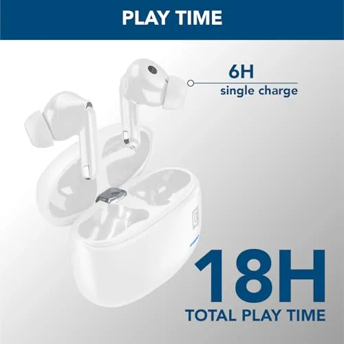 cellularline ▫️ Auscultadores intra-auriculares sem fios com estojo de carregamento - Bluetooth - com tecnologia ANC e ENC - Autonomia total de 18 horas - Branco 3
