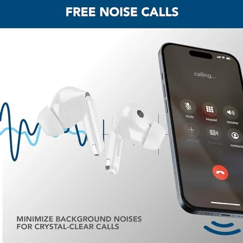cellularline ▫️ Auscultadores intra-auriculares sem fios com estojo de carregamento - Bluetooth - com tecnologia ANC e ENC - Autonomia total de 18 horas - Branco 5
