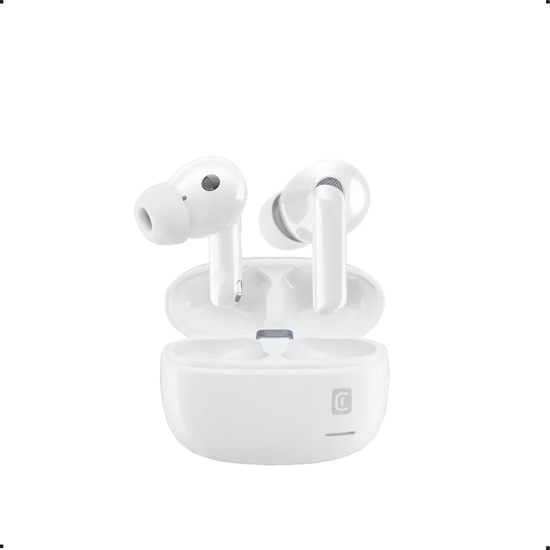 cellularline ▫️ Auscultadores intra-auriculares sem fios com estojo de carregamento - Bluetooth - com tecnologia ANC e ENC - Autonomia total de 18 horas - Branco