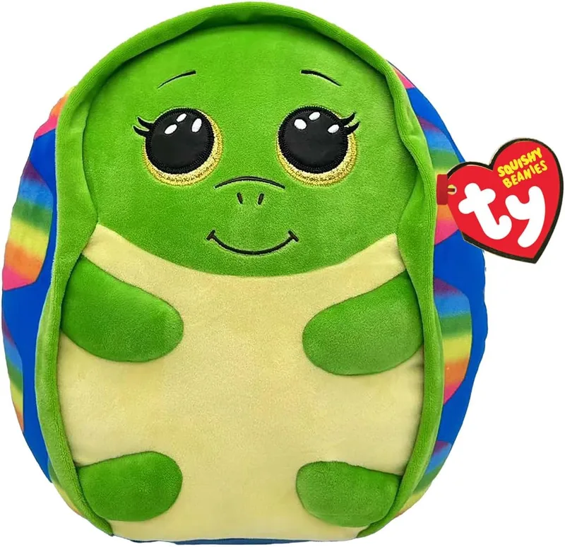 Ty ▫️ Squishy Beanies - Shruggie, a Tartaruga Arco-Íris Almofada de Peluche Macia com Olhos Amarelos Brilhantes, Ideia de Prenda para Grandes e Pequenos, Tudo para Colecionar - 22 cm - T39263